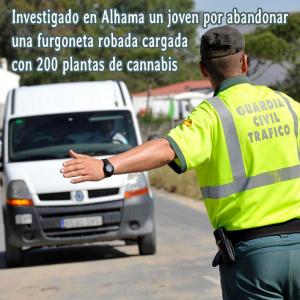 Investigado en Alhama de Granada un joven por abandonar una furgoneta robada cargada con 200 plantas de cannabis