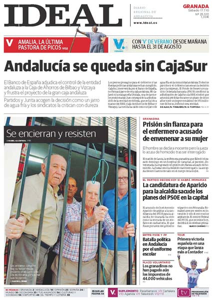  Portada del diario IDEAL el sábado 17 de julio de 2010 