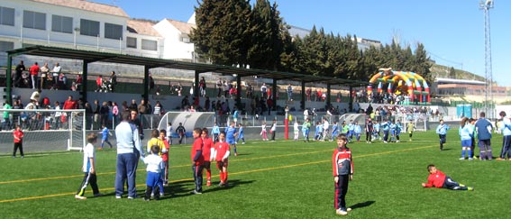  Mucho ambiente en el campo de fútbol 